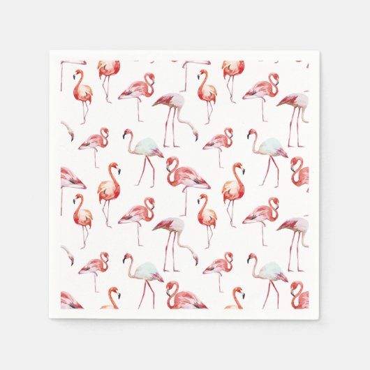 Waterverf flamingo wit patroon tropisch servetten (Voorkant)