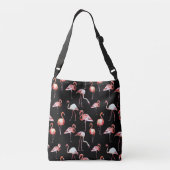 Waterverf flamingo zwart patroon tropisch crossbody tas (Achterkant)