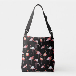 Waterverf flamingo zwart patroon tropisch crossbody tas