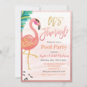 Waterverf Flamingo Zwembad Feest Uitnodiging (Voorkant)