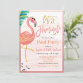 Waterverf Flamingo Zwembad Feest Uitnodiging (Staand voorkant)