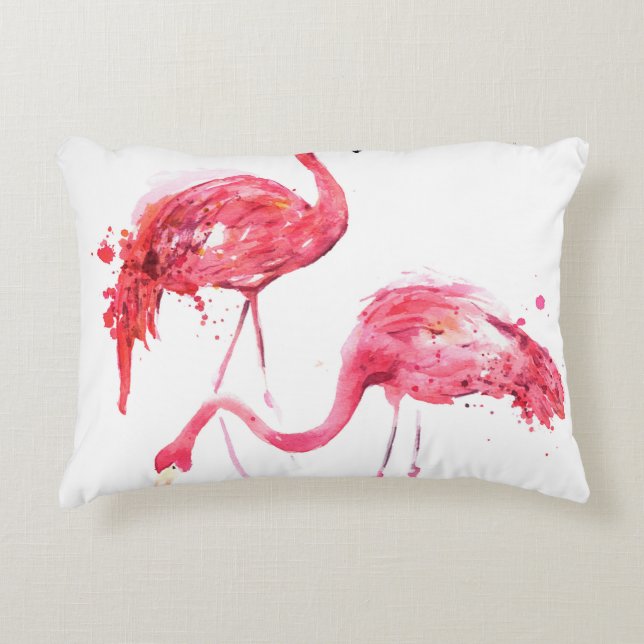 Waterverf flamingos accent kussen (Voorkant)