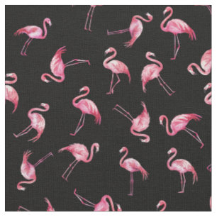Waterverf Flamingo's door elkaar op Zwart Stof
