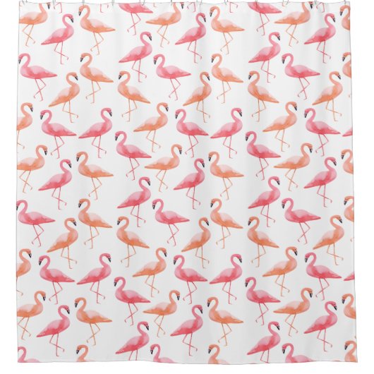 Waterverf Flamingos Douchegordijn (Voorkant)