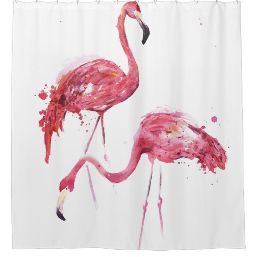 Waterverf flamingo's, elegant ontwerp. douchegordijn (Voorkant)