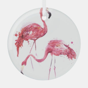 Waterverf flamingo's, elegant ontwerp. glas ornament