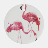 Waterverf flamingo's, elegant ontwerp. glas ornament (Achterkant)