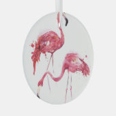 Waterverf flamingo's, elegant ontwerp. glas ornament (Voorkant Rechts)