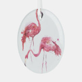 Waterverf flamingo's, elegant ontwerp. glas ornament (Voorkant links)