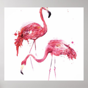 Waterverf flamingo's, elegant ontwerp. poster