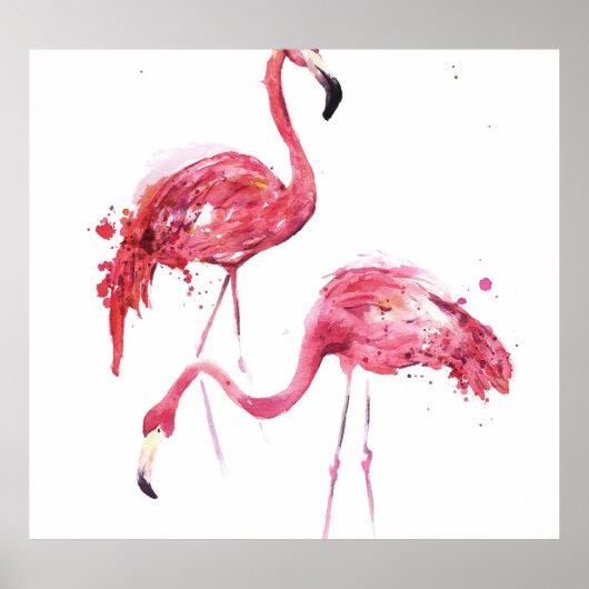 Waterverf flamingo's, elegant ontwerp. poster (Voorkant)