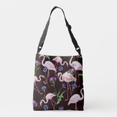 Waterverf flamingo's en wilde bloemmotief. crossbody tas (Achterkant)