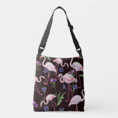 Waterverf flamingo's en wilde bloemmotief. crossbody tas (Voorkant)