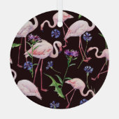 Waterverf flamingo's en wilde bloemmotief. glas ornament (Achterkant)