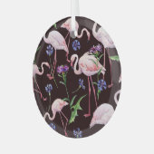 Waterverf flamingo's en wilde bloemmotief. glas ornament (Voorkant links)