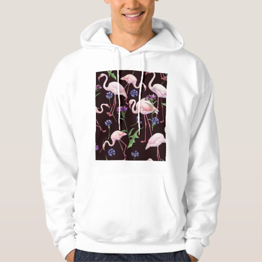Waterverf flamingo's en wilde bloemmotief. hoodie (Voorkant)
