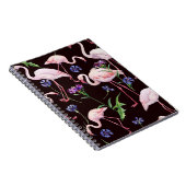 Waterverf flamingo's en wilde bloemmotief. notitieboek (Rechterzijde)