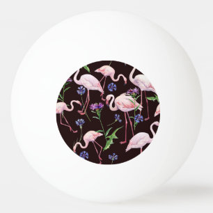 Waterverf flamingo's en wilde bloemmotief. pingpongbal
