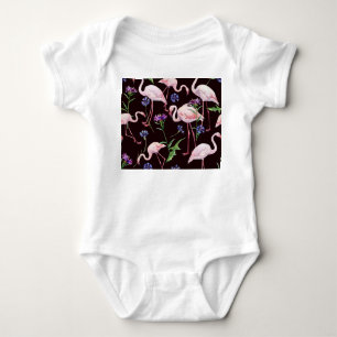 Waterverf flamingo's en wilde bloemmotief. romper