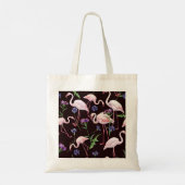 Waterverf flamingo's en wilde bloemmotief. tote bag (Achterkant)