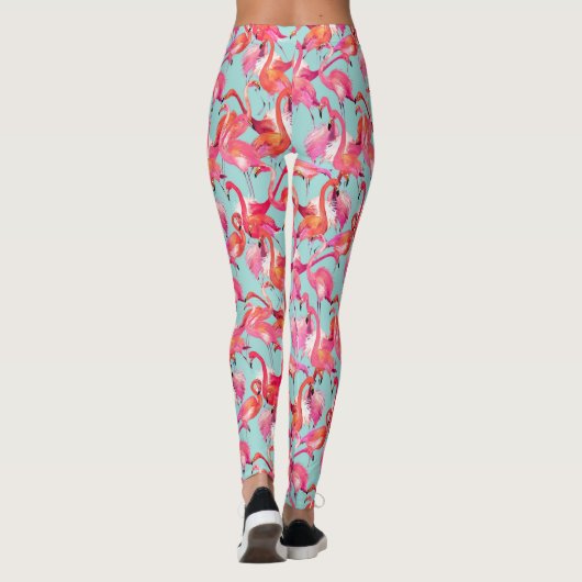Waterverf Flamingos Gathered 2 Leggings (Achterkant)