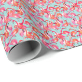 Waterverf Flamingos Gathered Cadeaupapier (Rol Hoek)