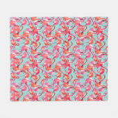 Waterverf Flamingos Gathered Fleece Deken (Voorkant (Horizontaal))