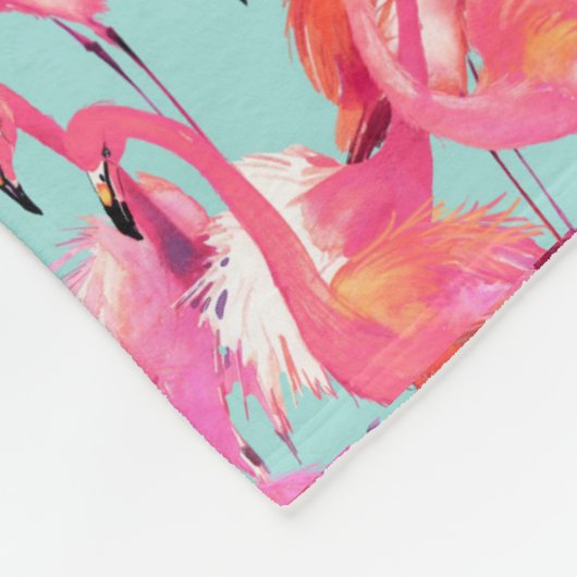 Waterverf Flamingos Gathered Fleece Deken (Hoek)