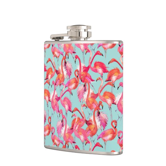 Waterverf Flamingos Gathered Heupfles (Links)