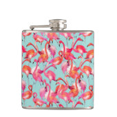 Waterverf Flamingos Gathered Heupfles (Voorkant)