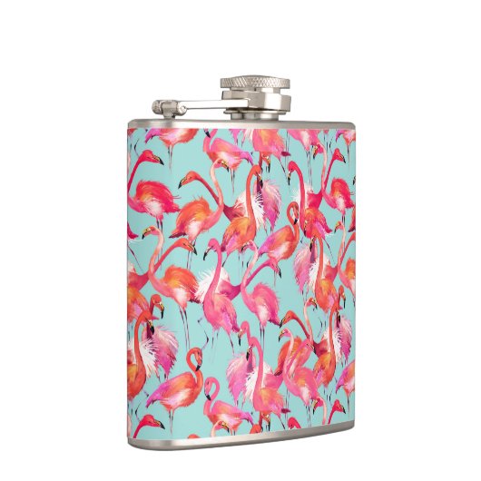 Waterverf Flamingos Gathered Heupfles (Rechts)