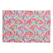 Waterverf Flamingos Gathered Kussensloop (Achterkant-Links)