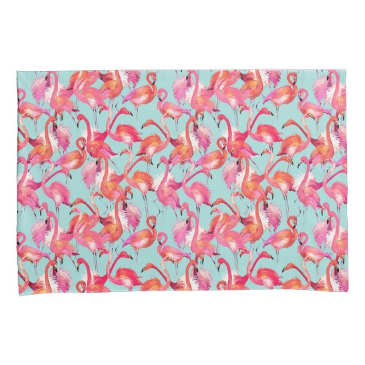 Waterverf Flamingos Gathered Kussensloop (Voorkant-Rechts)