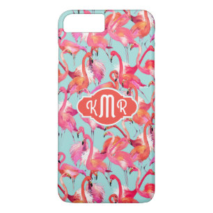 Waterverf Flamingos Gathered   Monogram Case-Mate iPhone Case