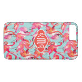 Waterverf Flamingos Gathered | Monogram Case-Mate iPhone Case (Achterkant (Horizontaal))
