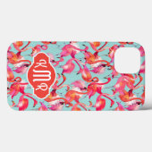 Waterverf Flamingos Gathered | Monogram Case-Mate iPhone Case (Achterkant (horizontaal))