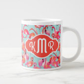 Waterverf Flamingos Gathered | Monogram Grote Koffiekop (Rechts)