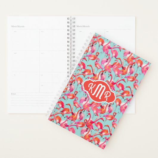 Waterverf Flamingos Gathered | Monogram Planner (Display)