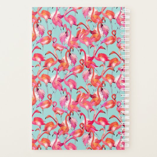 Waterverf Flamingos Gathered | Monogram Planner (Achterkant)