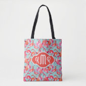 Waterverf Flamingos Gathered | Monogram Tote Bag (Voorkant)
