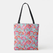 Waterverf Flamingos Gathered | Monogram Tote Bag (Achterkant)