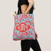 Waterverf Flamingos Gathered | Monogram Tote Bag (Dichtbij)