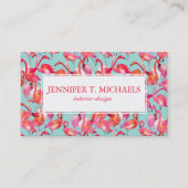 Waterverf Flamingos Gathered | Monogram Visitekaartje (Voorkant)