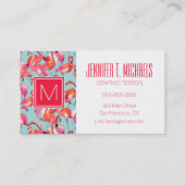 Waterverf Flamingos Gathered | Monogram Visitekaartje (Voorkant)
