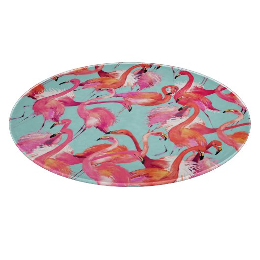 Waterverf Flamingos Gathered Snijplank (Hoek)