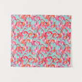 Waterverf Flamingos Gathered Wandkleed (Voorkant (horizontaal))