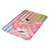 Waterverf Flamingos Glitter Gold Stripes Badmat (Gekanteld)