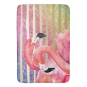 Waterverf Flamingos Glitter Gold Stripes Badmat (Voorkant Verticaal)