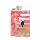 Waterverf Flamingos Glitter Gold Stripes Heupfles (Links)