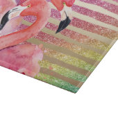 Waterverf Flamingos Glitter Gold Stripes Snijplank (Hoek)